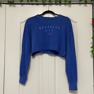 Blue Crop Top Long Sleeve
